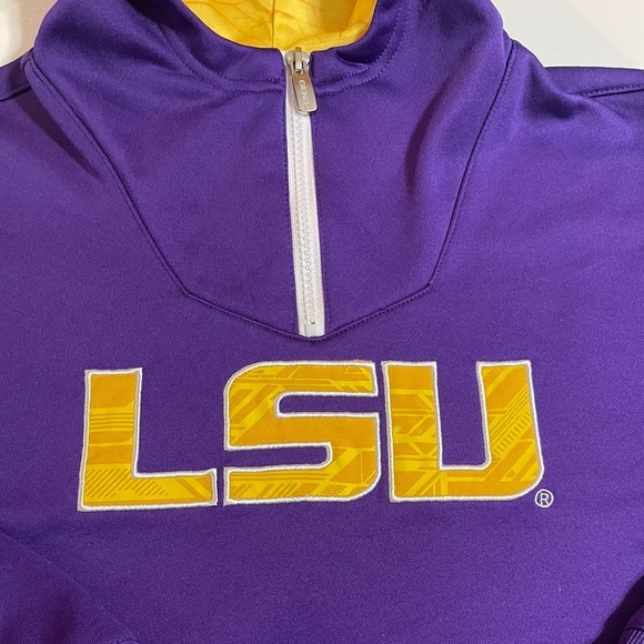GEN 2 LSU PURPLE & YELLOW 1/4 ZIP YOUTH/WOMENS HOODIE SZ LG 14/16 - Picture 10 of 13